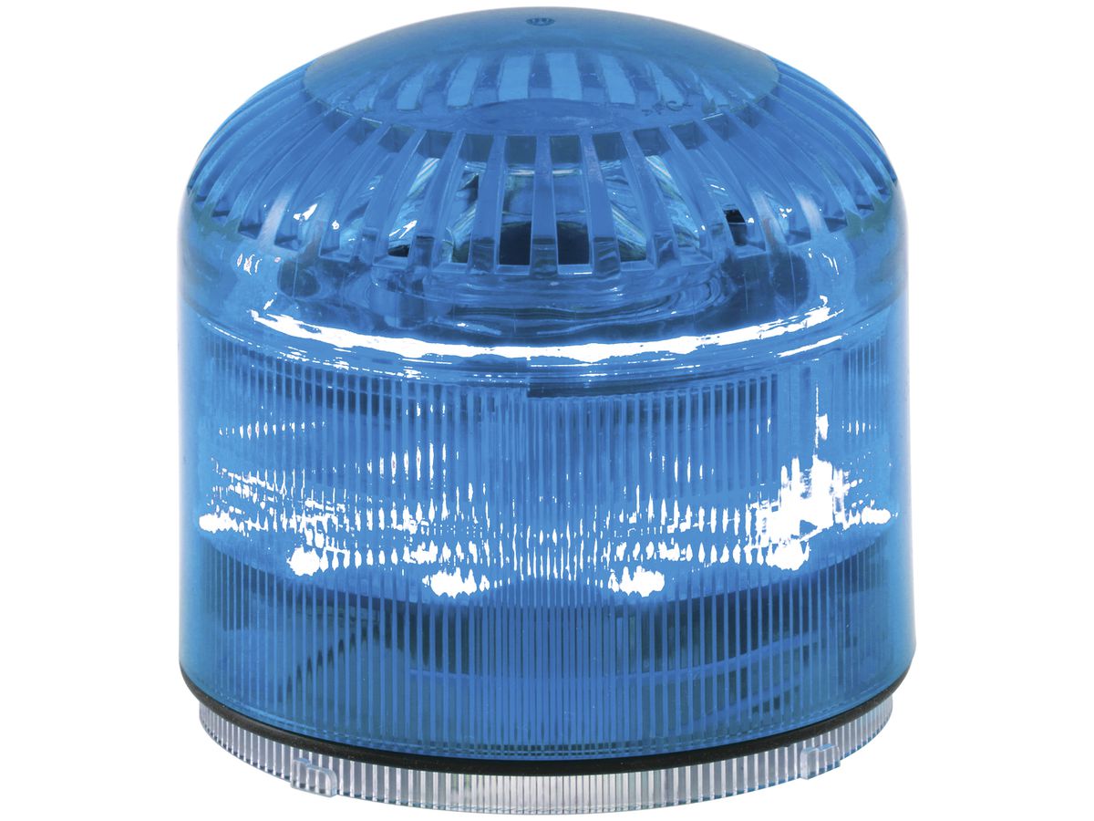 Sirene Hugentobler SIR-E LED M mit Licht, blau, ohne Sockel, IP65, Ø92×87.5mm