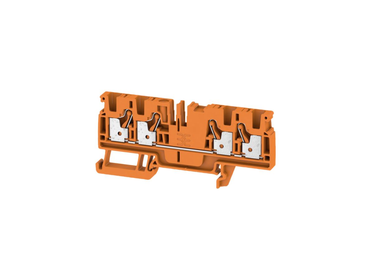 Durchgangs-Reihenklemme Weidmüller A4C PUSH IN 4mm² 4 Anschlüsse TS35 orange