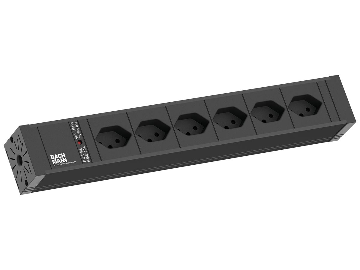 Steckdosenleiste BACHMANN 6×T13 2m schwarz
