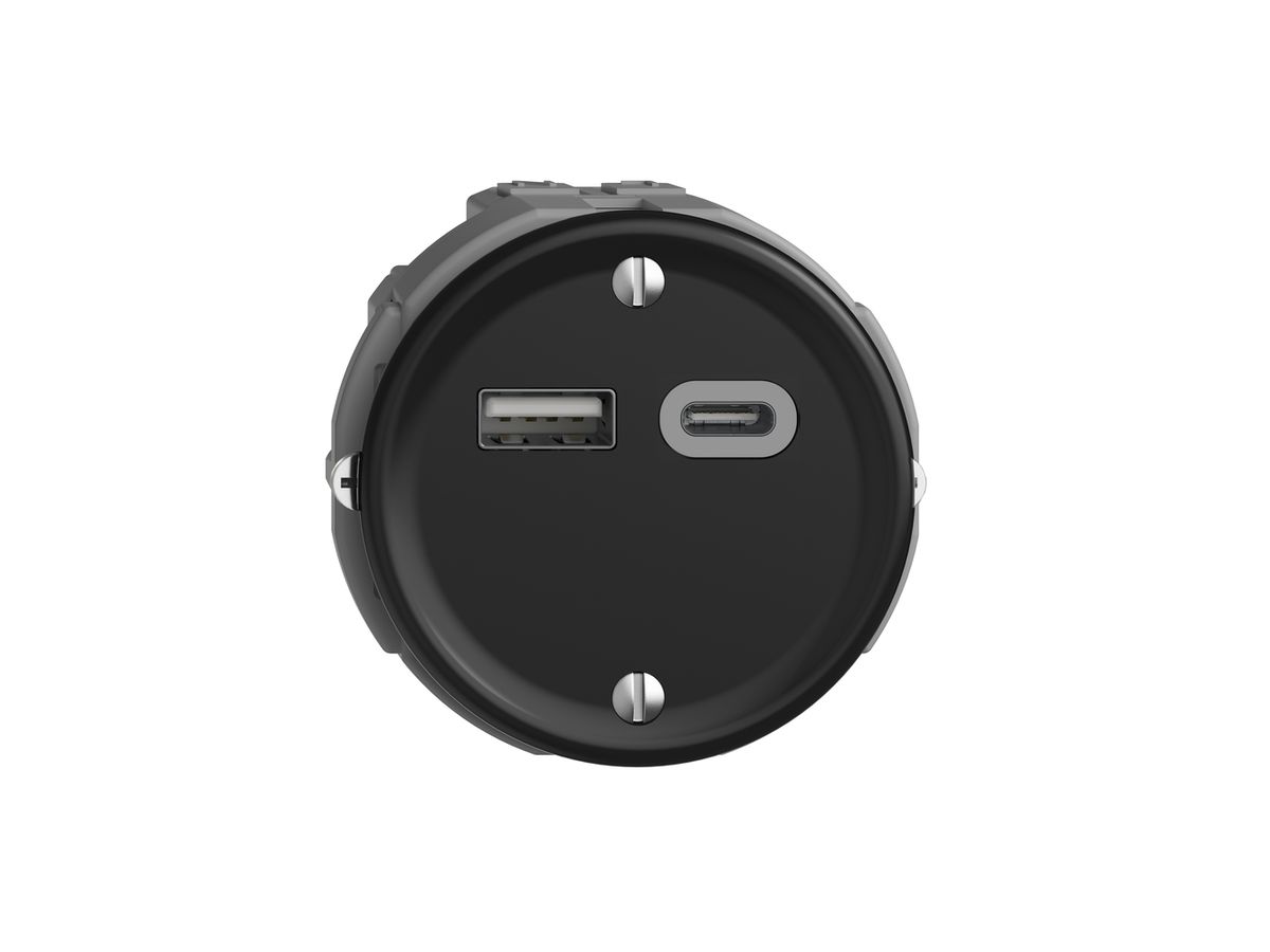 Steckdose USB 18W Typ A + Typ C Feller STANDARDdue Q 230V 3600mA schwarz