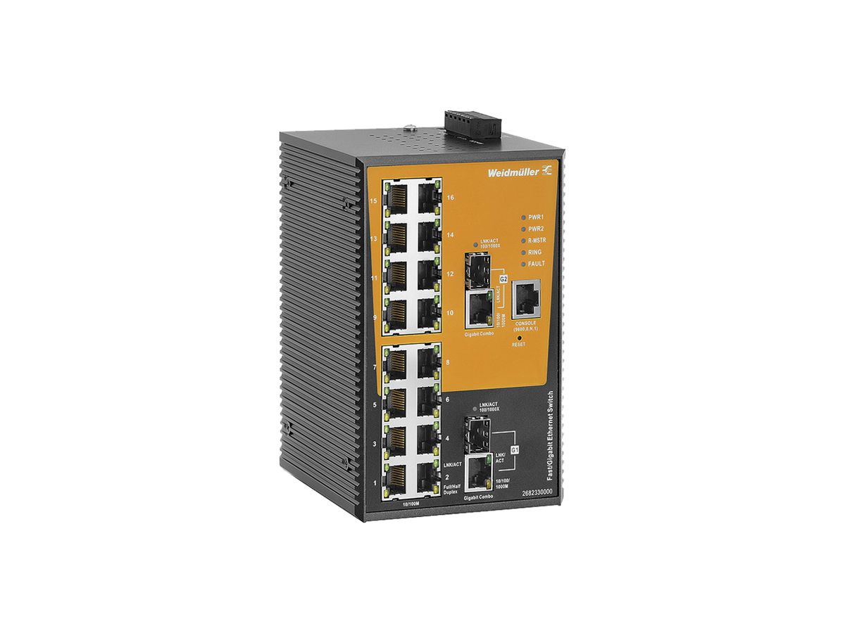 Switch WM IE-SW-AL18M-16TX-2GC, 16×RJ45 FE+2×RJ45/SFP GbE managed