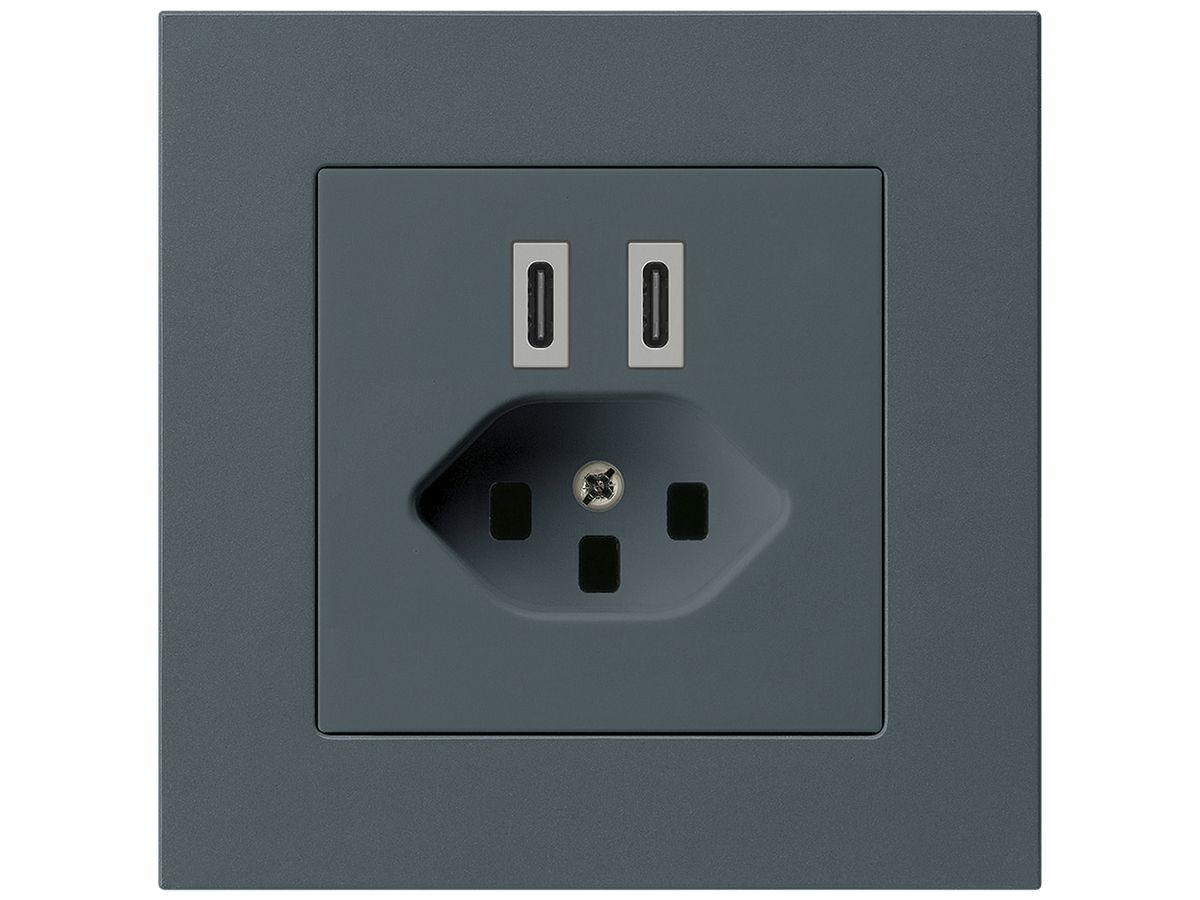 UP-USB-Ladesteckdose Hager kallysto.pro C-C 20W+T23 5V 94×94mm anthrazit