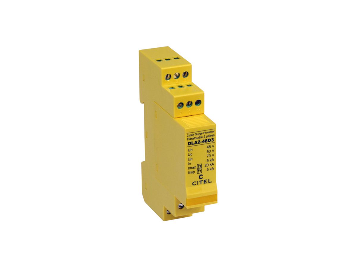REG-Überspannungsschutz Flury DLA2 20kA 48VDC, 2×2 Adern 0.4…1.5mm²