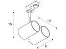 Strahler SLV BIMA, 2×GU10 50W mit 3-Phasen-Adapter IP20 silbergrau