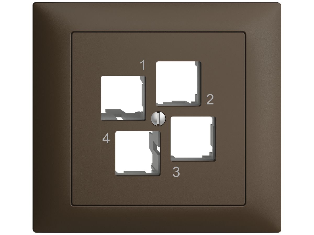 EB-Montageset EDIZIOdue FKE EASYNET S-One, für 4×RJ45, geradeauslass, coffee