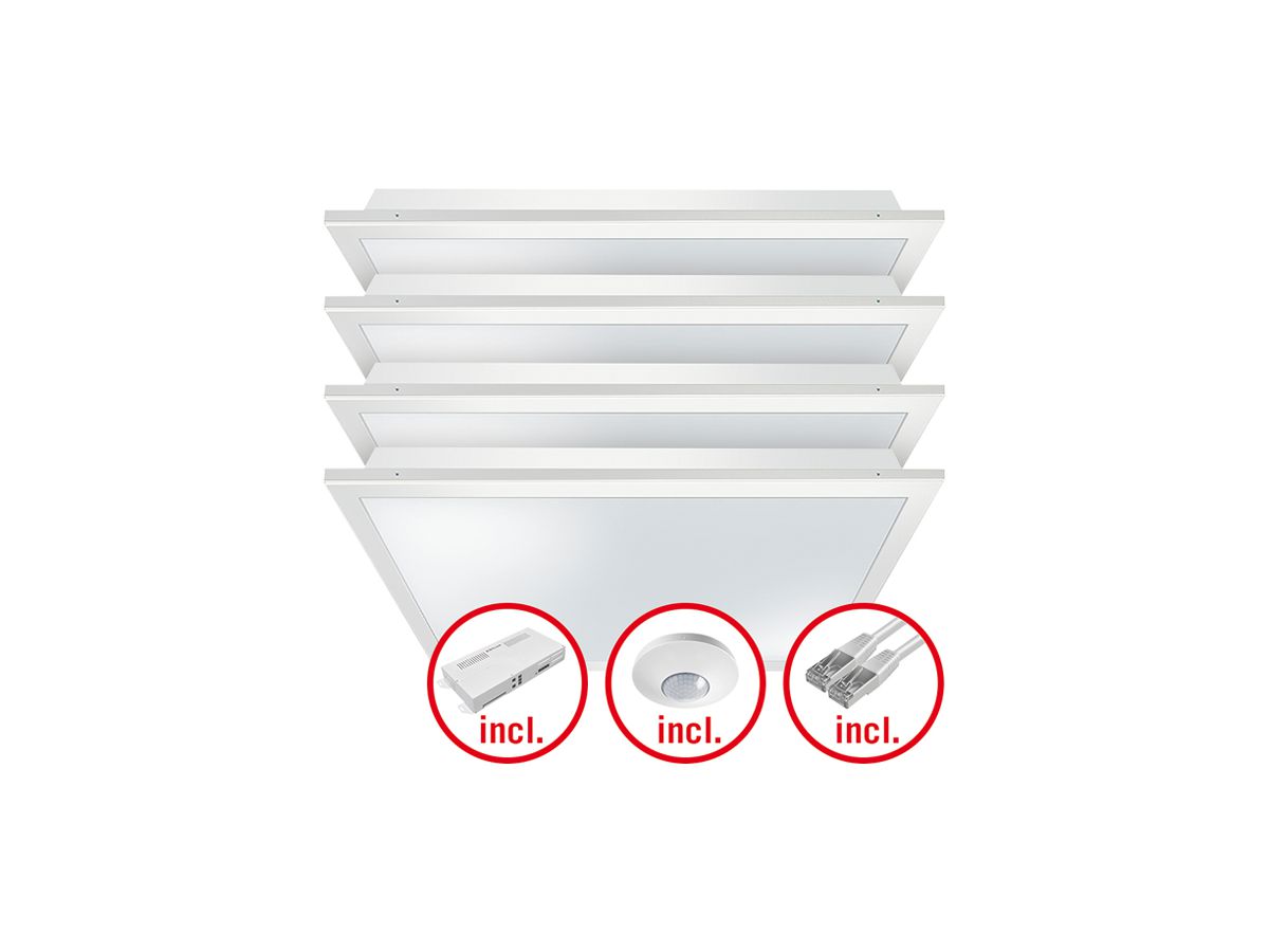 EB-LED-Leuchtenset ESYLUX CELINE-2 600×600 4×30W 840 16800lm opal