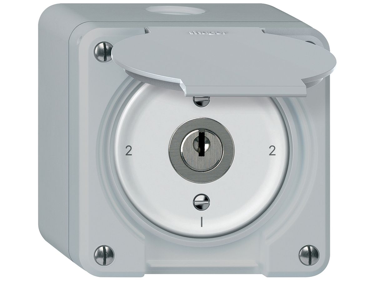 AP-Schlüsselschalter robusto Wechselschalter 16A 250V 86×86mm grau
