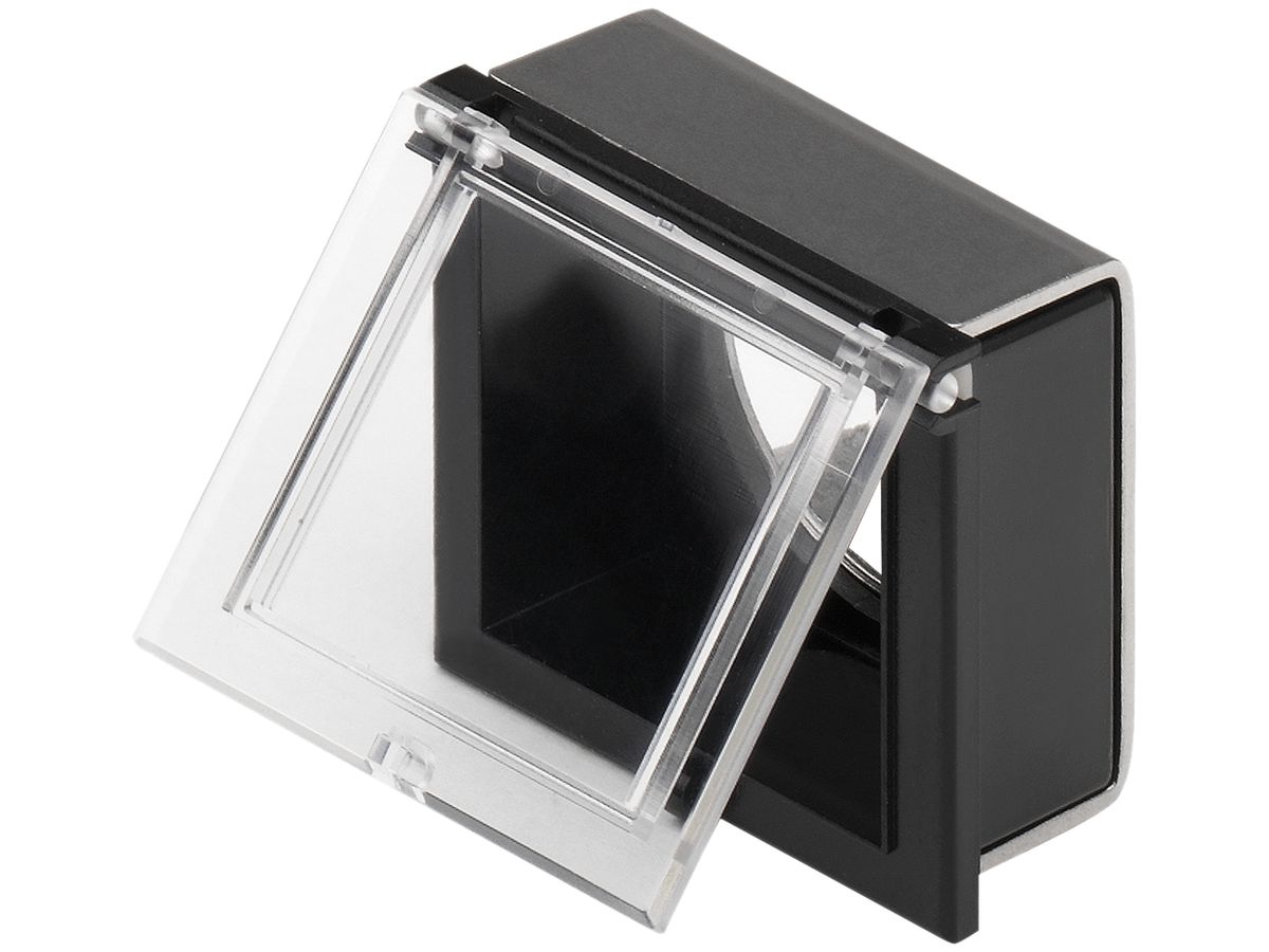 Schutzklappe EAO61 24×24mm flach, schwarz-transparent