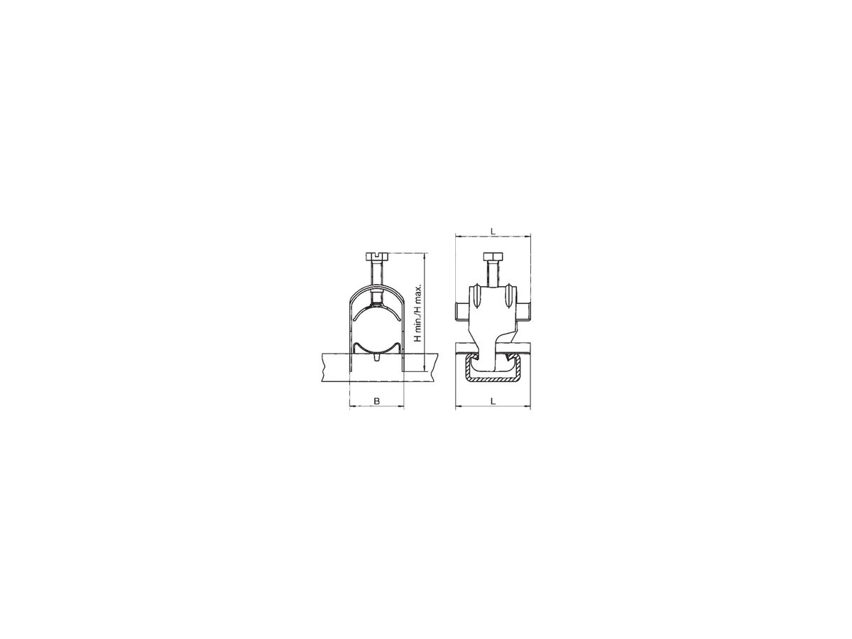 Schirmanschlussklemme 8…12mm rostfrei mit Schraube und Feder