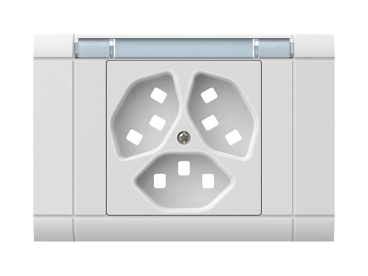 EB-Frontset kallysto, für EB-Steckdose 3×Typ 23, mit Bezeichnungsträger, weiss
