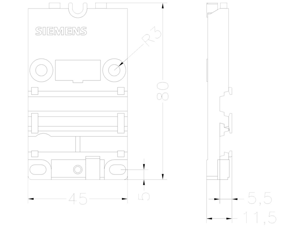 ASi-Montageplatte Siemens 3RK1 für Kompaktmodul K45