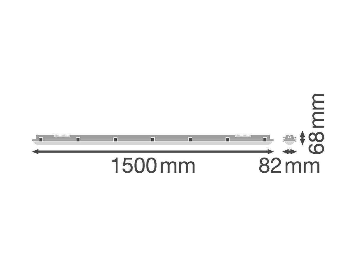 LED-Nassraum-Notleuchte LDV DAMP PROOF EM 1500, 81W 11000lm 6500K 3h IP65 grau