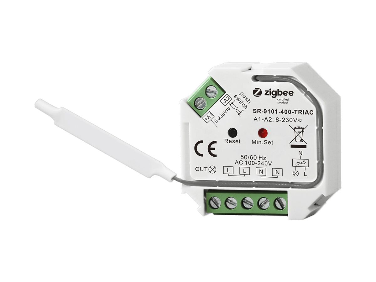 EB-RF-Dimmaktor SUNRICHER SR-9101 Zigbee 1×Ausg 0…400W 100…240V
