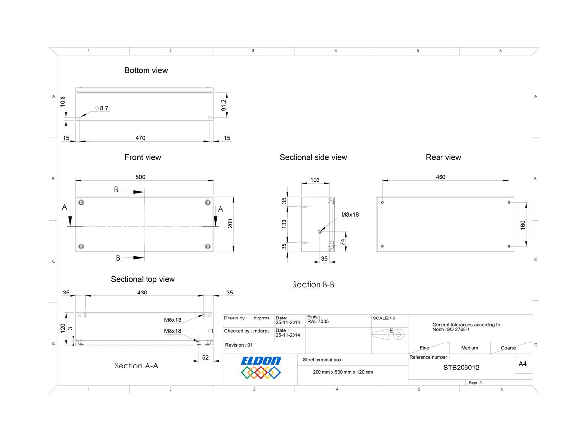 Klemmenkasten SWIB ELDON STB 500×200×120mm IP66 grau