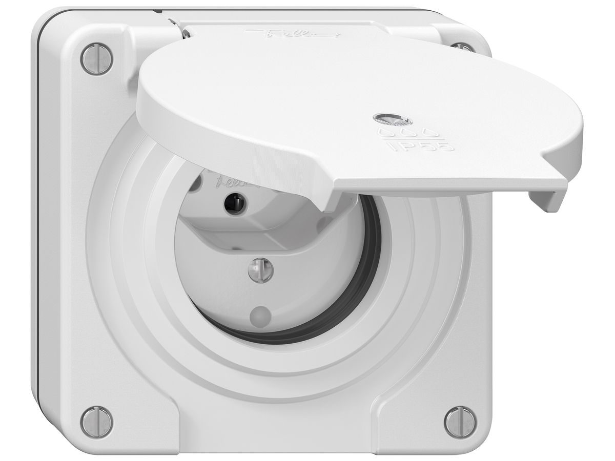 UP-Steckdose NEVO SNAPFIX® 1×T13 10A 250V beleuchtet 87×87×34mm IP55 ws