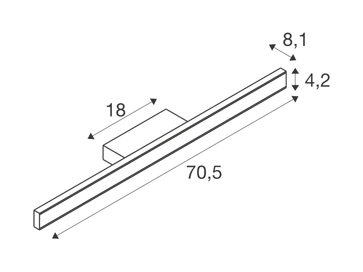 LED-Wandleuchte SLV ONE LINEAR 70 20W 1250lm 927/930 IP44 DIM 705mm weiss