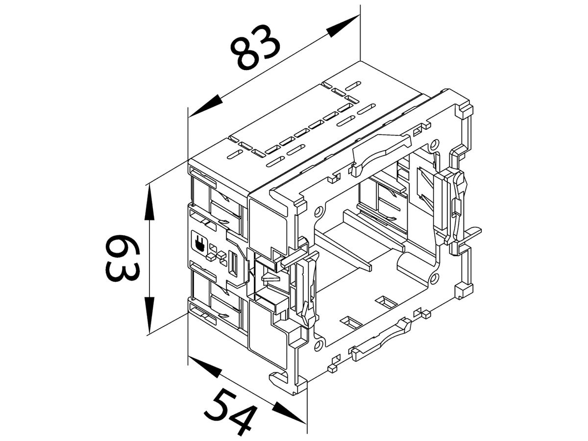 Einbaudose tehalit 1-fach, für BR Kanäle, für Rahmenblende, modular