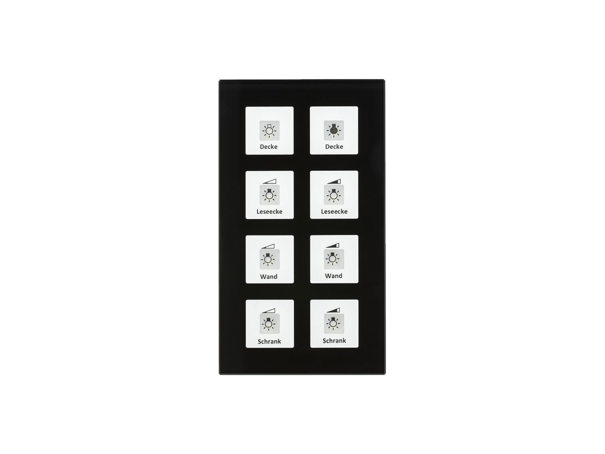 UP-Taster KNX MDT BE-GTT8S.01 8T/8B LED Temp.Glas schwarz