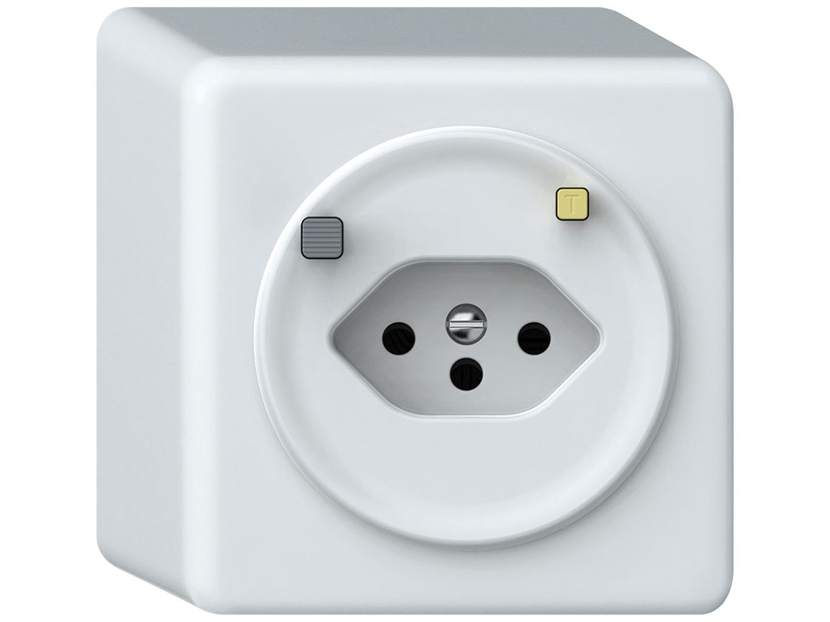 AP-Steckdose FI origin 1×Typ 13 30mA 10A 230V 88×88×54mm weiss