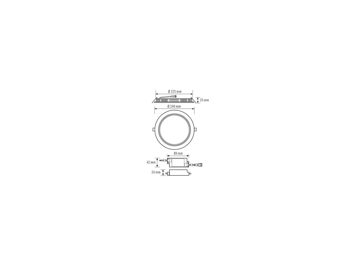 LED-Downlight ESYLUX ELSA-2 Ø240 ON/OFF 18W 3000K, 1750lm, weiss