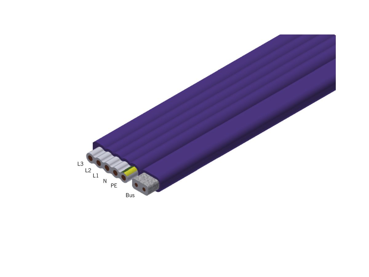 Flachkabel Woertz Ecobus 5×2.5+2×1.5mm² lila/schwarz halogenfrei Cca