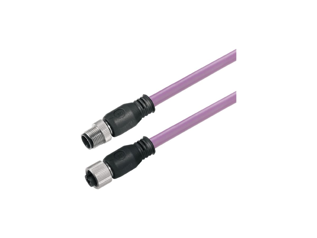 Kabel Weidmüller M12/M12 2L 3m Stift/Buchse gerade geschirmt PUR violett