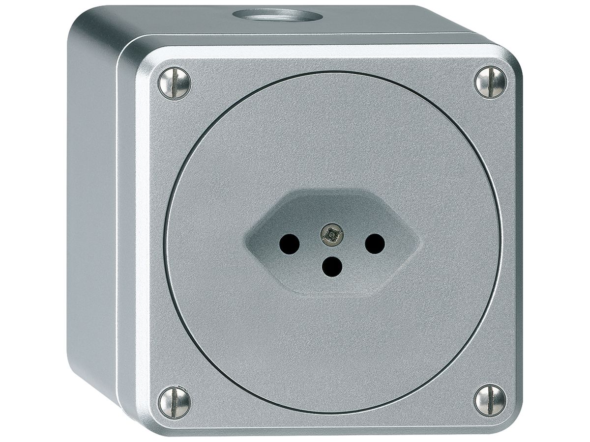 AP-Steckdose robusto Typ 13 aluminium ohne Klappdeckel
