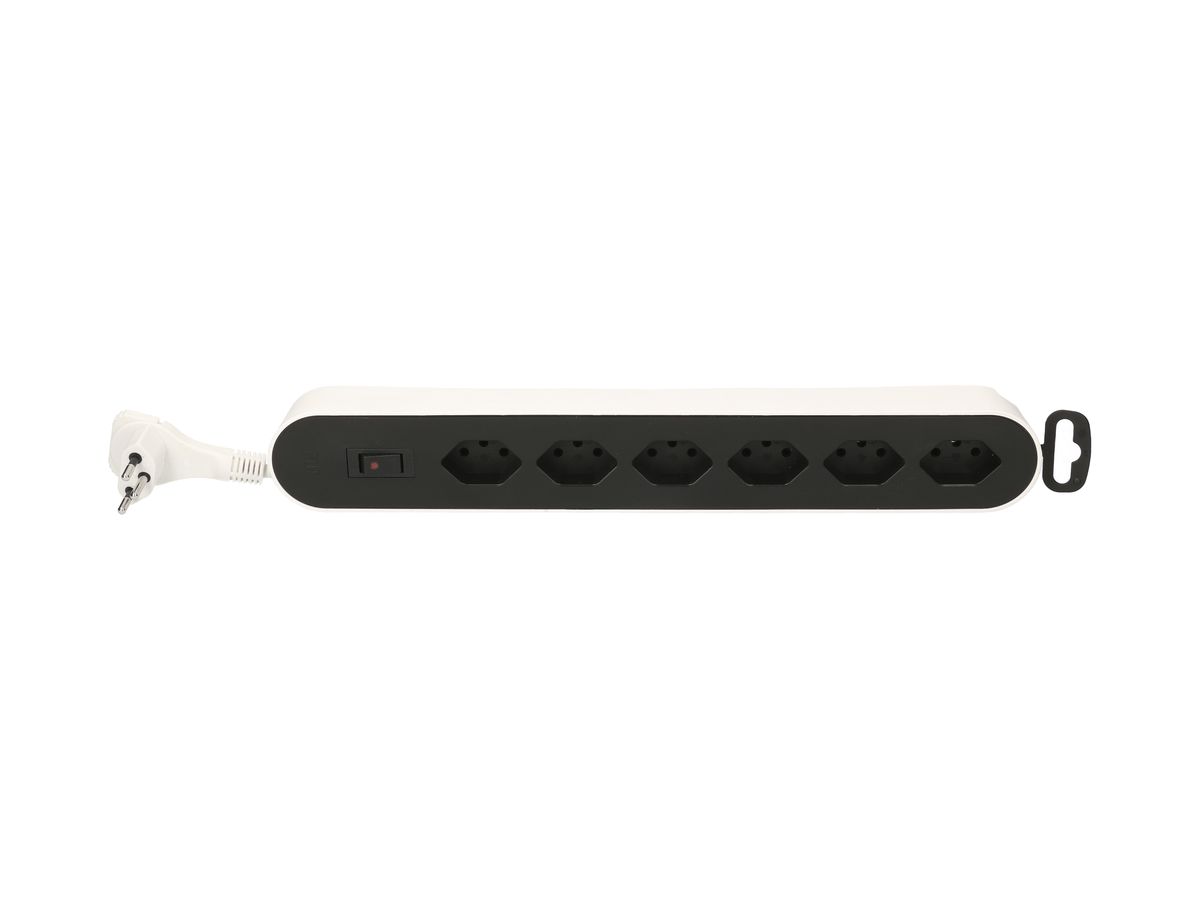 Steckdosenleiste MAX HAURI Design/Line 6×T13, Td 3×1mm², 2.2m, weiss/schwarz