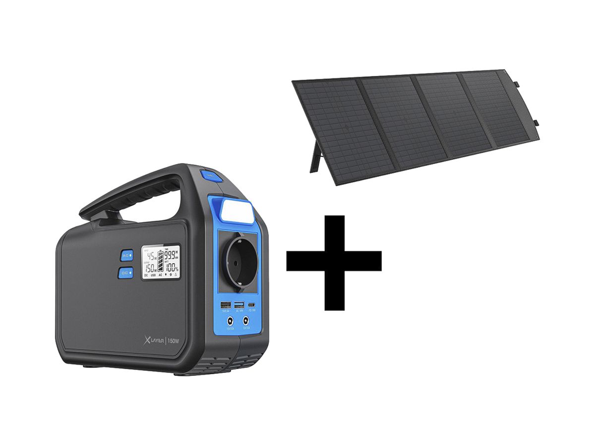 Powerstation-Kit XLayer Mobile 42000mAh 230VAC/≤150W + PV-Modul 80W 18VDC