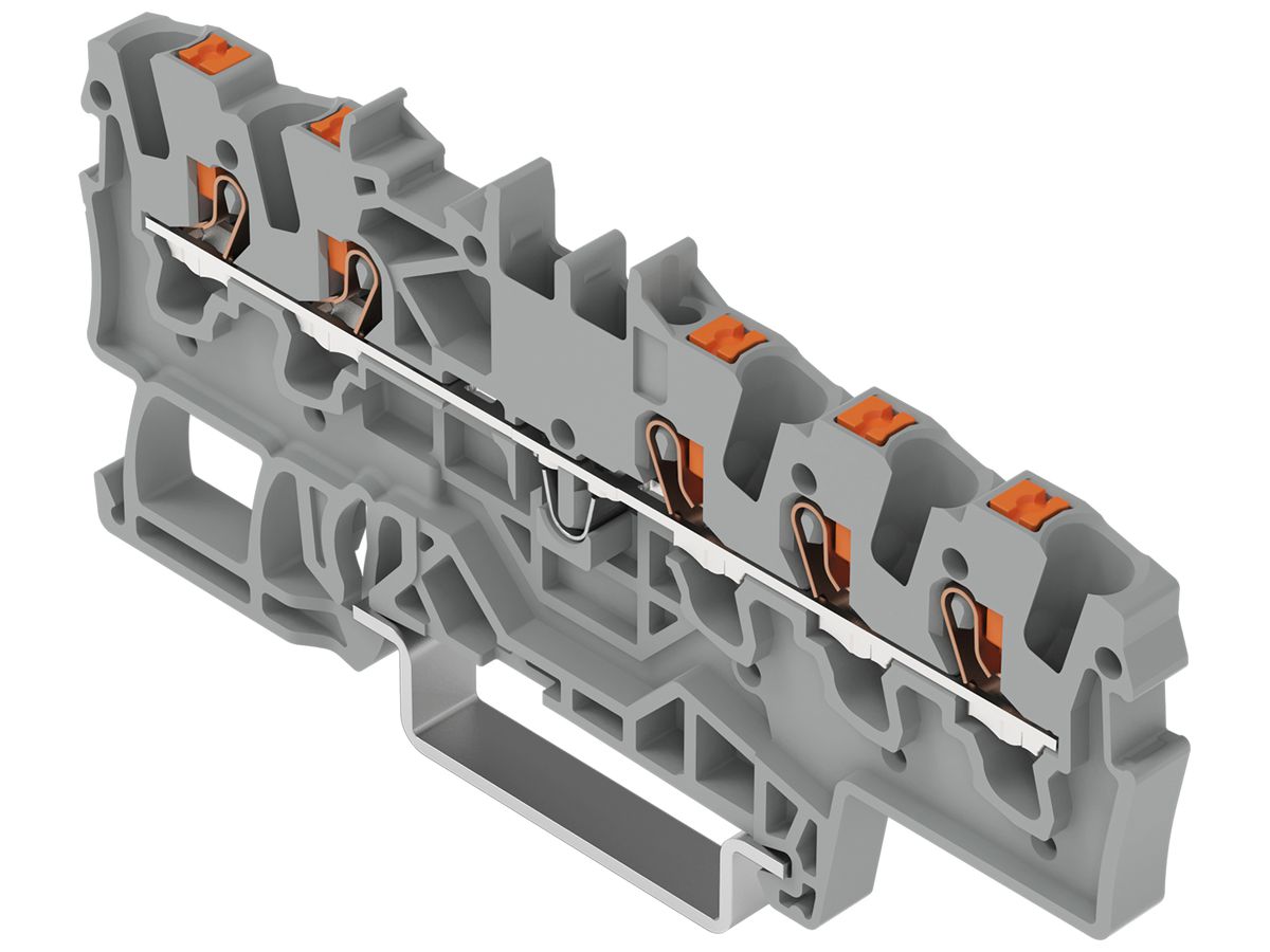 Durchgangs-Reihenklemme WAGO TOPJOB S 1.5mm² 24A Push-in 5×1 TH35 grau