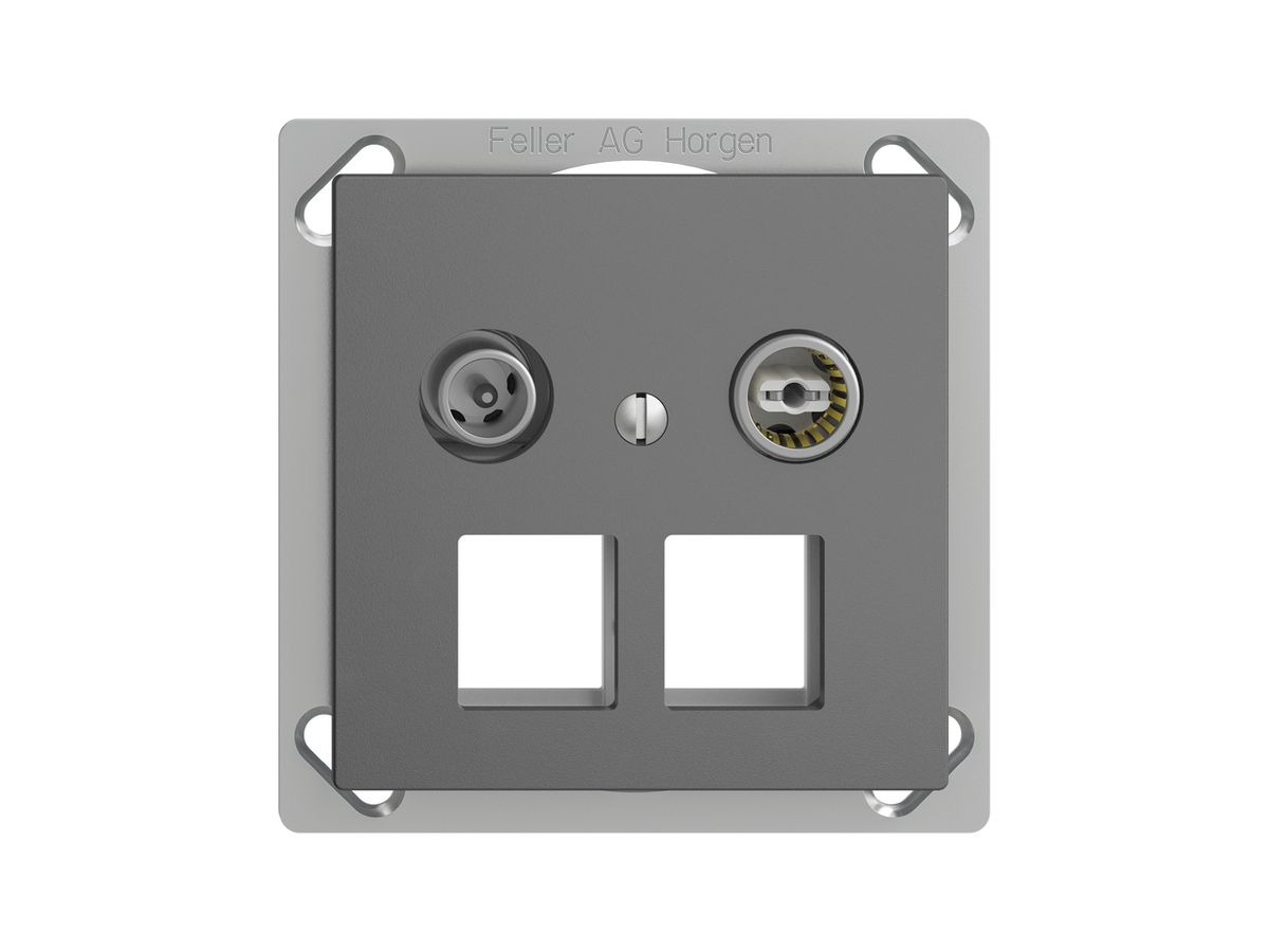 EB-Multimediadose 4dB EDIZIOdue FM.TE, Stichdose, f.2×RJ45 Keystone, dunkelgrau