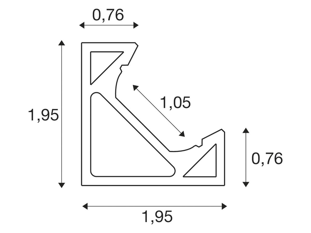 AP-Profil SLV GRAZIA 10 EDGE 2000×19.5×19.5mm Aluminium