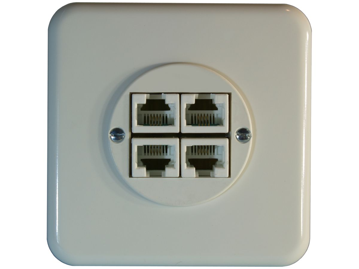 UP-Anschlussdose St.4×RJ45 weiss