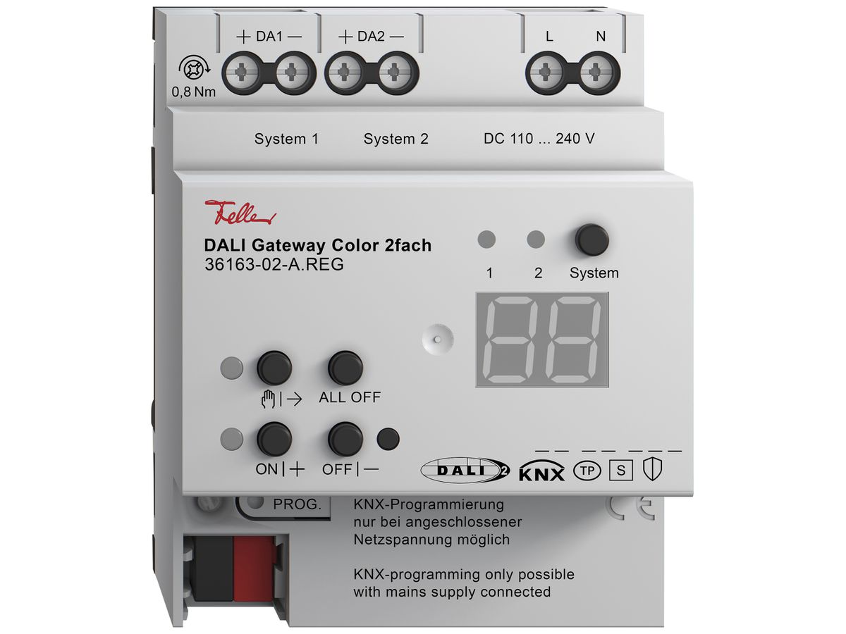 DALI-Gateway Feller KNX Data Secure Schnittstelle Ethernet 4TE 2 Kanäle IP20