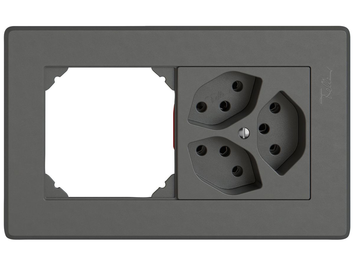 UP-Kombination EDIZIO.liv SNAPFIX® 1×2 96×156mm leer+3×T13 dunkelgrau