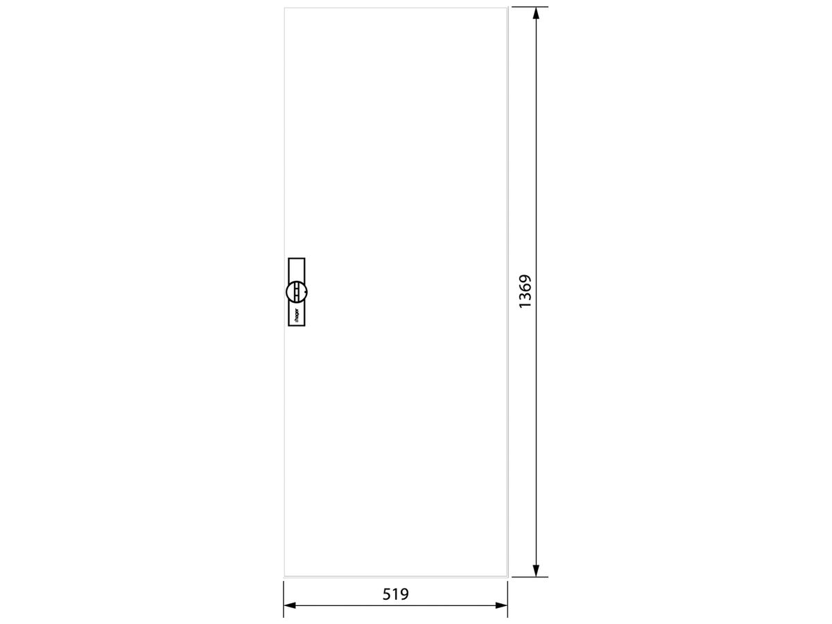 Tür rechts Hager Univers 519×1369×12mm IP44 weiss