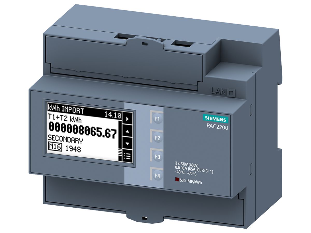 Energiemessgerät Siemens SENTRON PAC2200 65A M-Bus MID Schraubklemmen