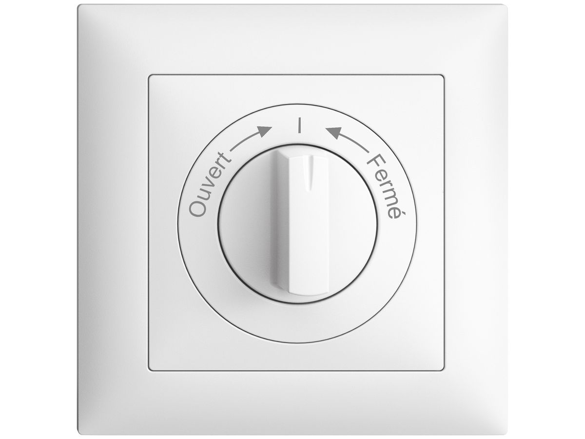 Frontset Ouvert->I<-Fermé EDIZIOdue weiss 88×88mm für Drehschalter