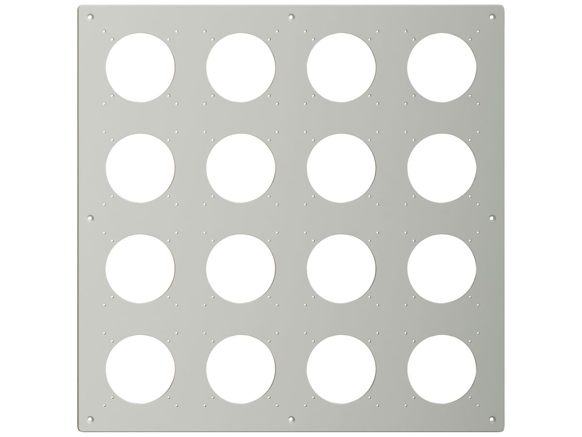 Montageplatte Feller NEVO SNAPFIX® 4×4 Ø69mm 425×425mm grau