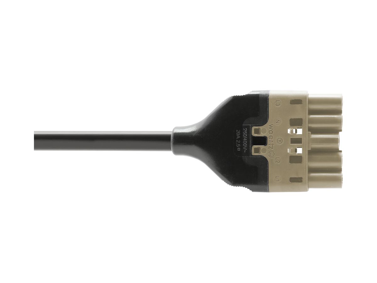 Anschlussleitung Woertz, Stecker 5L C3, 5m, halogenfrei, freies Ende, Cca