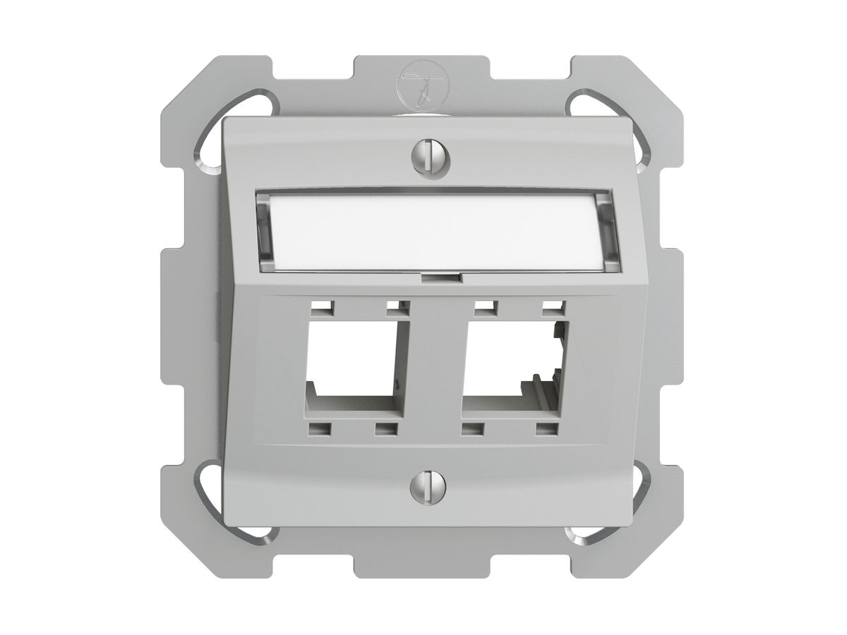 UP-Montageset EDIZIOdue, mit Schrägauslasshaube, für 2×RJ45, hellgrau