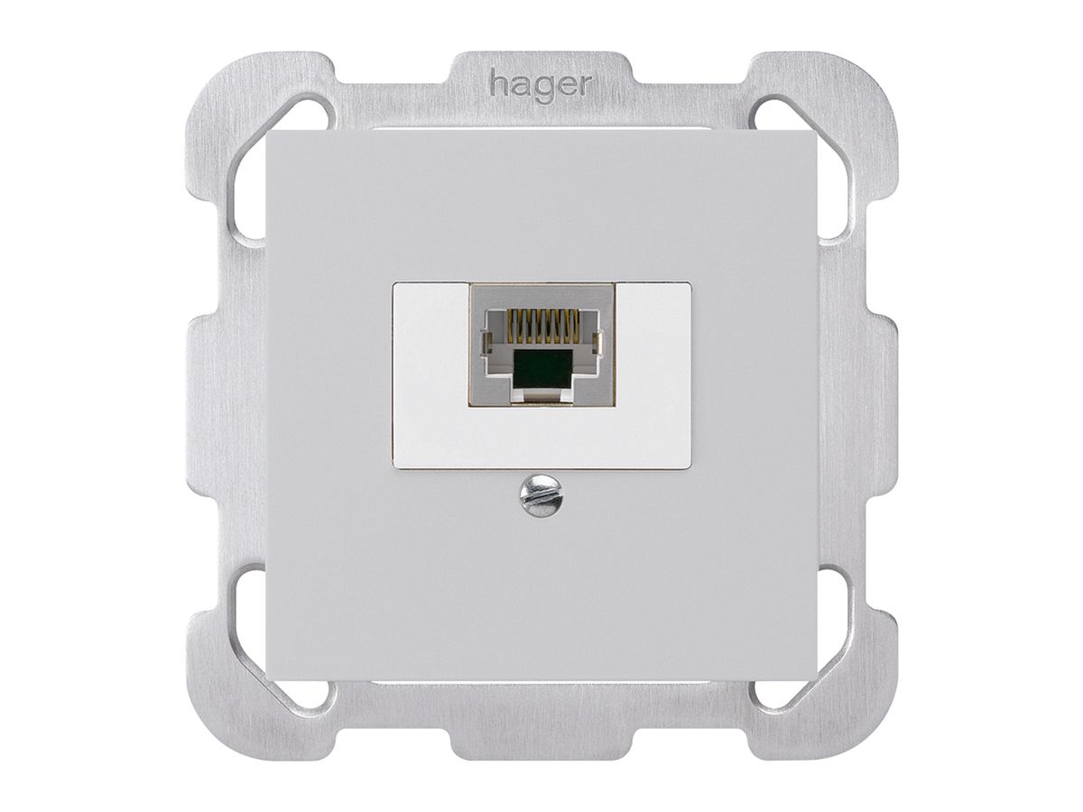 UP-Dose kallysto 1×RJ45s hellgrau mit Befestigungsplatte