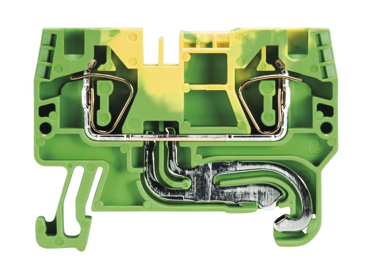 Schutzleiter-Reihenklemme WKFN 0.13…6mm² 2×Federz.1 Etage Hutschiene TH35 gn/gb