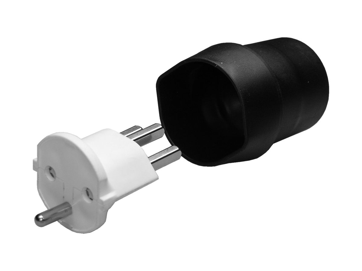 Übergangsstecker 23/Schuko-CH weiss