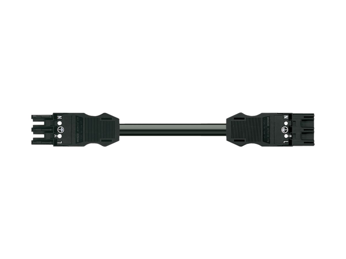 Verbindungsleitung MIDI 3×1.5mm² 16A 250V 3m Cod.A Buchse-Stecker schwarz Cca