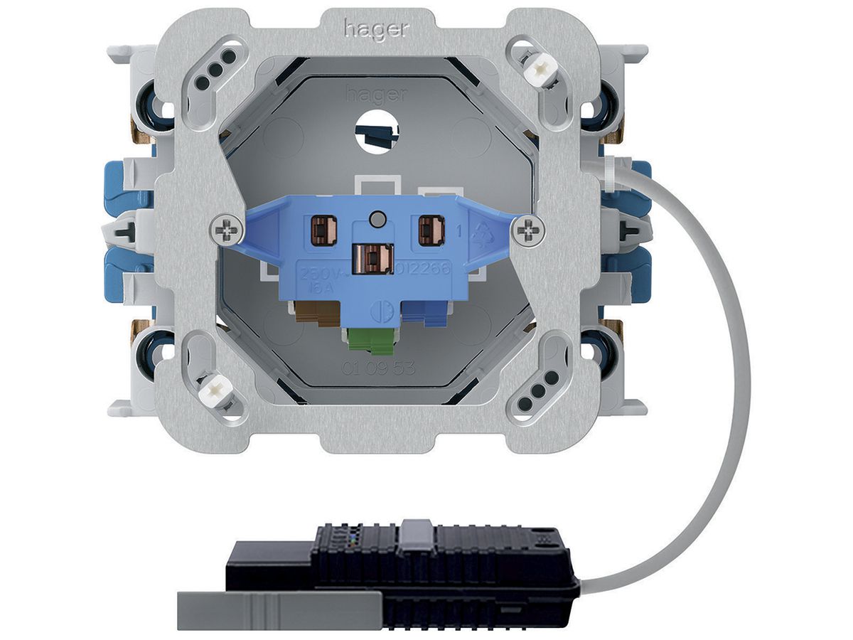EB-Steckdose 1×Typ 13/23 Hager L2 Rundkabel mit EB-Dose G3