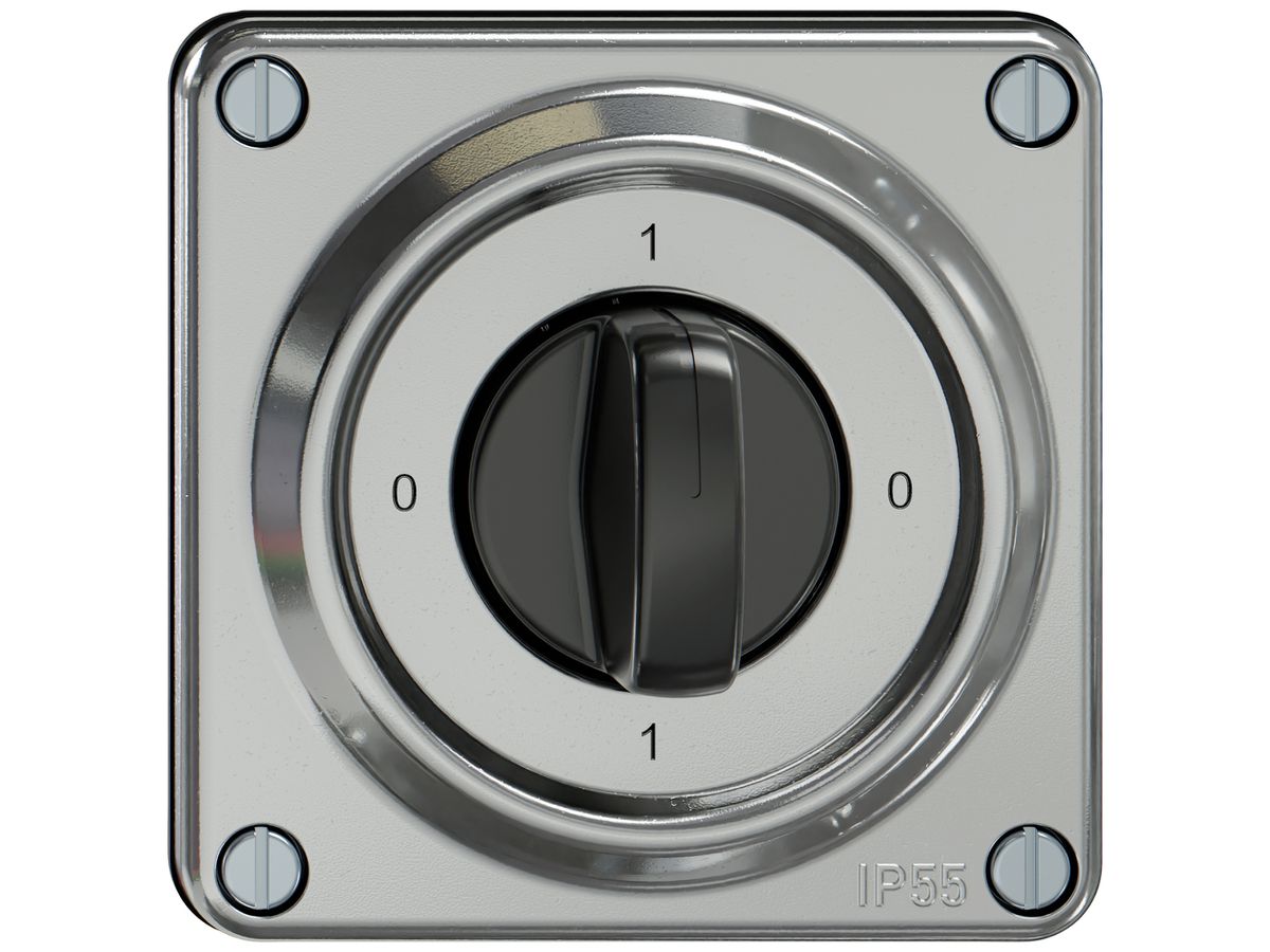 Drehschalter ELEMENT SNAPFIX® 2×1-polig 16A 400V 0-1-0-1 alu