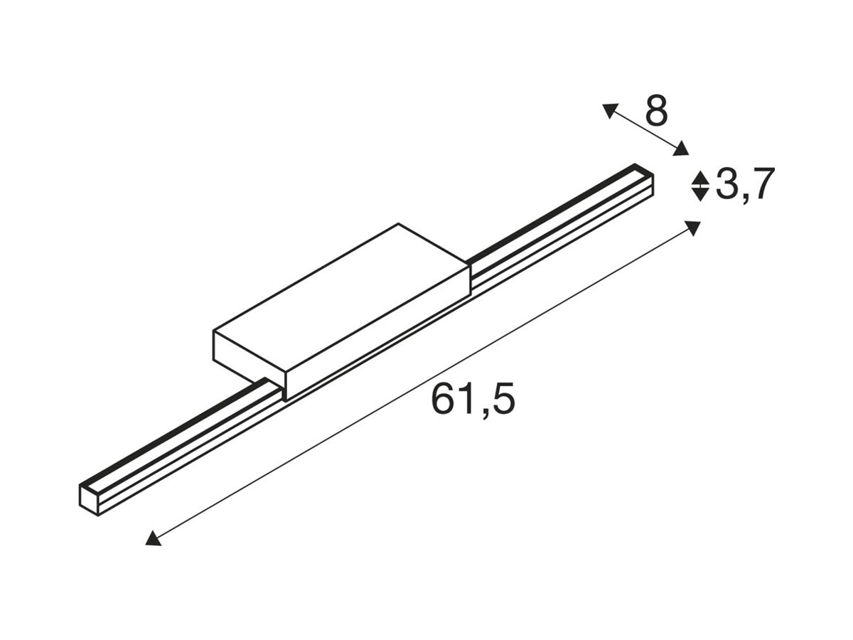 LED-Wandleuchte SLV GLENOS 60 12W 1170lm 3000/4000K 120° 615×80×39mm grau