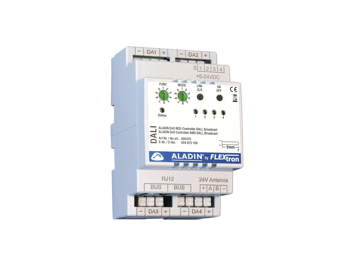 REG-DALI-Gateway Flextron ALADIN EnO 24VDC EnOcean 4-Kan ≤18 Teilnehmer 3TE