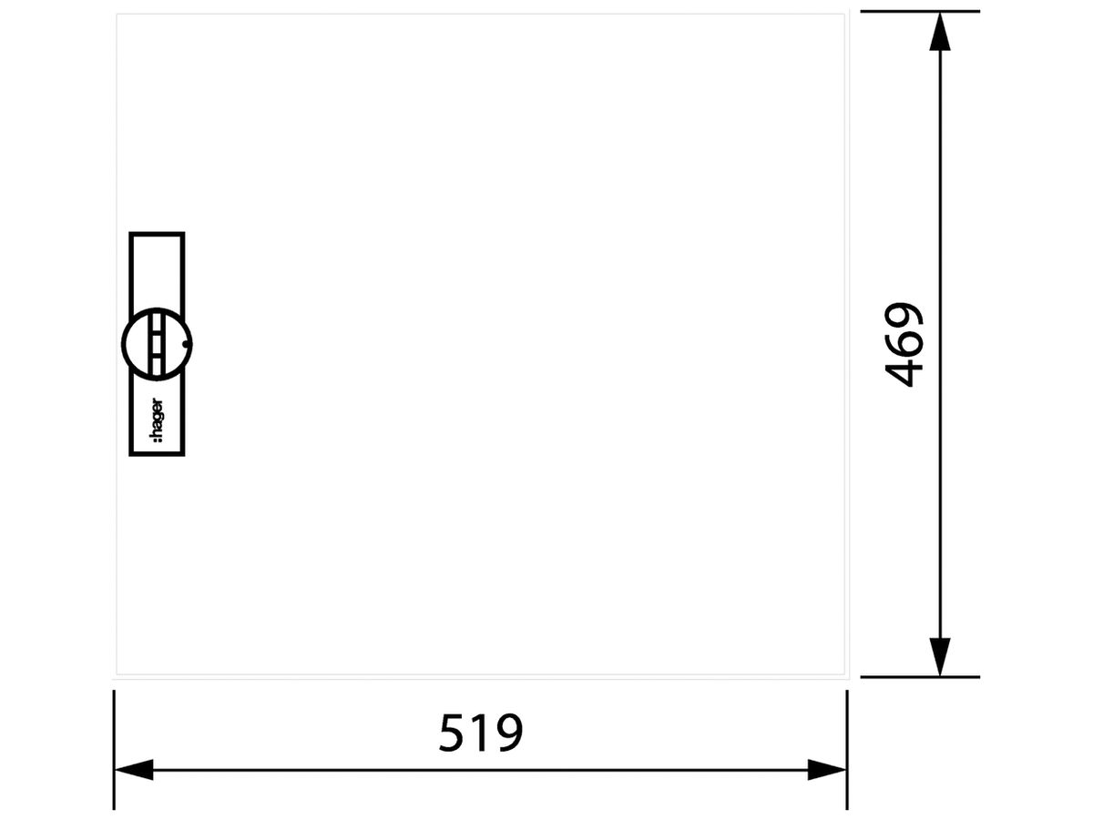 Tür rechts Hager univers für AP-Feldverteiler FWB32/FWB33/FWB34 500×550mm